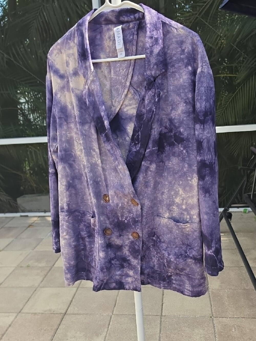 AMADI Women's Purple Tie-Dye Linen Blazer